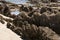 View of rocks and erosion from beach