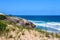 View of the rocks and the sea on Gamboa beach in Santa Catarina