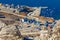 View from the rocks to the Nuuk city with modern buildings and