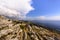 View of the rocky Dalmatian coast and the Adriatic Sea from Sveti Jure peak, Biokovo Nature Park, Croatia