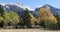 View of rocky mountain with golden aspens 4K