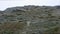 View on rocky mountain and sky in rainy day during overcast weather.