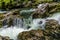 A view of rocky rapids on the Mostnica river in the Mostnica gorge in Slovenia