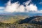 View of the rocky, rugged White Mountains from the summit of Mount Washington, New Hampshire.