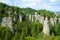 View on rocky sandstone formations in Hruba Skala, Czechia.