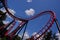 View of a rollercoaster in Canada\\\'s Wonderland amusement park on a summer day.