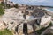 View of roman amphitheatre ruins in Tarragona, Catalonia, Spain.