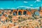 View of the Roman Forum from the Hill of Palatine - a general overview of the entire Roman Forum with all the sights. Italy