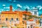 View of the Roman Forum from the Hill of Palatino.The Triumphal Arch of Septimius Severus, Tabularium,Institute for the History of