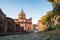 View of a Roman street with a nice historic architecture near the Forum one morning, Rome, Italy