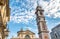 View of Romanesque Basilica of San Vittore church and Bell tower of Bernascone in Varese.