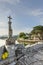 View on the Romanesque bridge of the MiÃ±or river in La Ramallosa that connects Baiona with Nigran in Galicia, Spain a beautiful