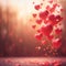 view Romantic glow Red hearts on bokeh background for Valentines ambiance