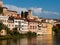 View of the romantic village Basano del Grappa over the river Br