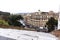 View of Rome on a rainy day in spring, buildings, stairs in Rome