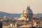 View of Rome roofs: San Carlo ai Catinari Dome, Sant`Andrea della Valle Dome, Sant`Agnese in Agone and Vittoriano