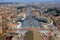 View of Rome and St Peters Square from the dome of St Peter`s Basilica in Rome in Italy