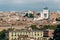 View of Rome in summer, Italy. Panorama of historical area of Rome on a sunny day.