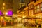 View at the Roode Steen city center square with christmas decoration in the Dutch city of Hoorn, The Netherlands