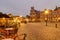 View at the Roode Steen city center square with christmas decoration in the Dutch city of Hoorn, The Netherlands