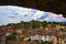 View of the roof of the historical upper town of bergamo