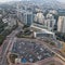View from the roof of the University of Haifa on the city, parking lot and national park