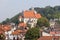 A view of the roofs of the houses and renaissance Parish Church, Kazimierz Dolny, Poland