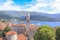 View of the rooftops and the bay of Budva in Montenegro in the summer sunny day