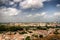 A view of rooftops over a French city