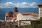 View of rooftops in the town of Buccino, Italy