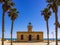 View of the Roquetas de Mar lighthouse on the coast of Andalusia