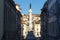 View of the Rossio Square with the statue of Pedro IV in the pombaline downtown of the city of Lisbon, Portugal