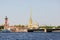 View on Rostral column, Peter and Paul Fortress