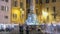 View of Rotonda square and Fountain timelapse near Pantheon at night light. Rome, Italy