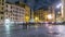 View of Rotonda square and Fountain timelapse near Pantheon at night light. Rome, Italy