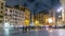 View of Rotonda square and Fountain timelapse near Pantheon at night light. Rome, Italy