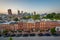 View of row houses in Federal Hill and the Inner Harbor, in Baltimore, Maryland