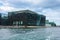 View of the Royal Library of Copenhagen, called Black Diamond, from the canal in the Christians district