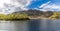 A view of the rugged peaks along the shore of Loch Katrine in the Scottish Highlands