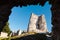 View on ruined walls of old medieval castle - Framed naturally