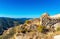 View of the ruins of the castle of Siuran, Tarragona, Catalunya, Spain. Copy space for text