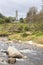 View of ruins of the high tower of Glendalough, Ireland