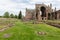 View at ruins of Melrose abbey in Scottish borders.