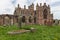 View at ruins of Melrose abbey in Scottish borders.