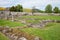 View at ruins of Melrose abbey in Scottish borders.