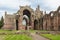 View at ruins of Melrose abbey in Scottish borders.