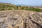 View at the ruins from Su Nuraxi nuraghe near Barumini in Sardinia