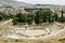 View of the ruins of the theater Dionysus at the Acropolis in Athens