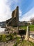 View of the ruins of the Torres de Oeste Castle and fortress on the Arousa River in Galicia