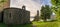 View of the ruins of the Torres de Oeste Castle and fortress on the Arousa River in Galicia